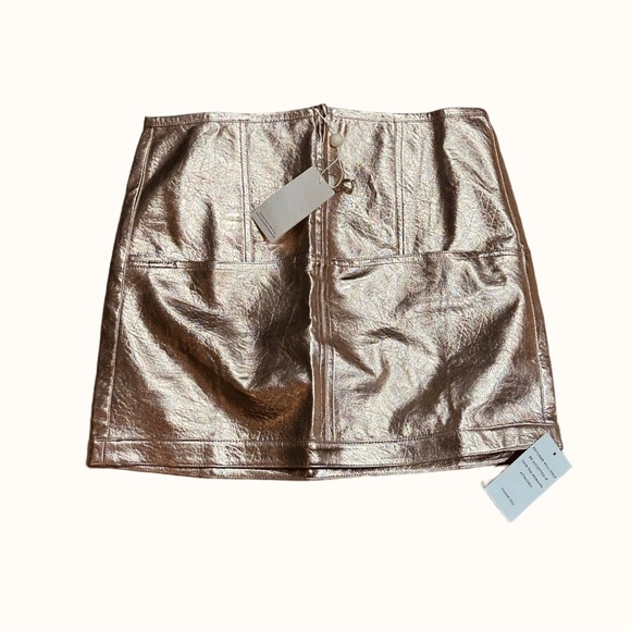 For Love and Lemons Luna Metallic Mini Skirt Rose Gold NEW NWT - Picture 5 of 5